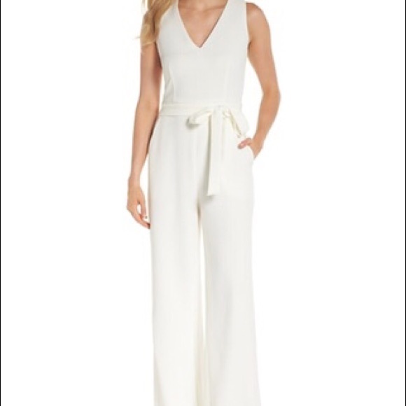 women's vince camuto tie front wide leg jumpsuit